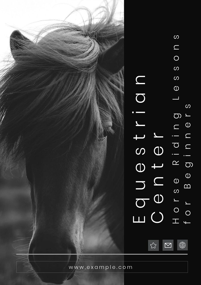 Horse riding center  poster template, editable text & design