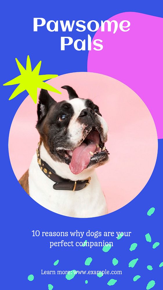 Pawsome pals  Instagram story template, editable text