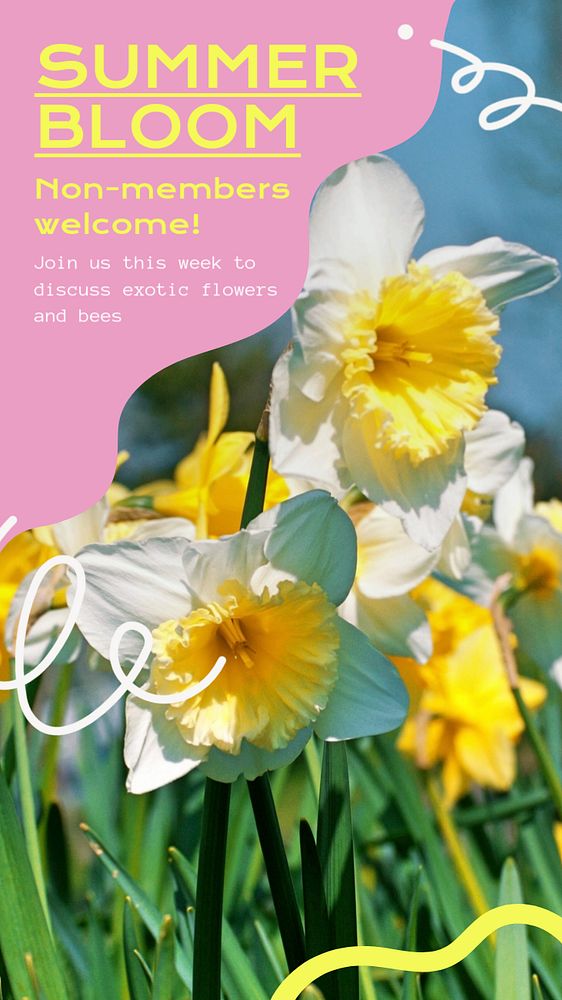 Summer bloom  Instagram story template, editable text