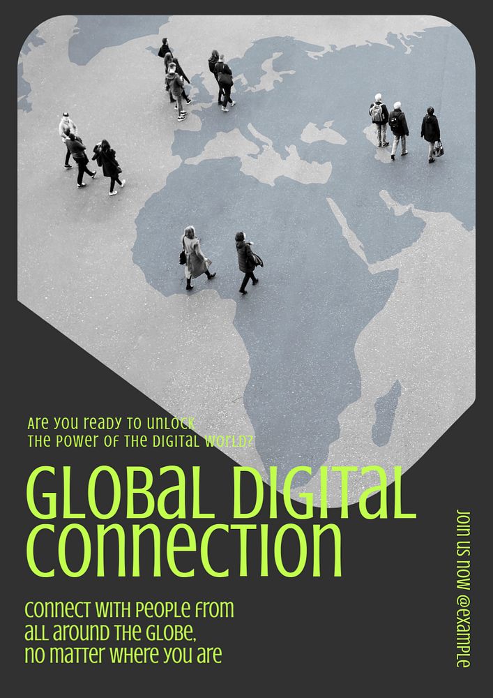 Global digital connection  poster template, editable text & design