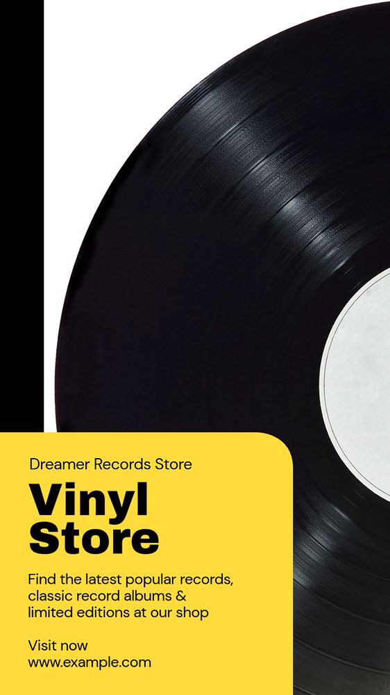 Vinyl store  Instagram story template, editable text