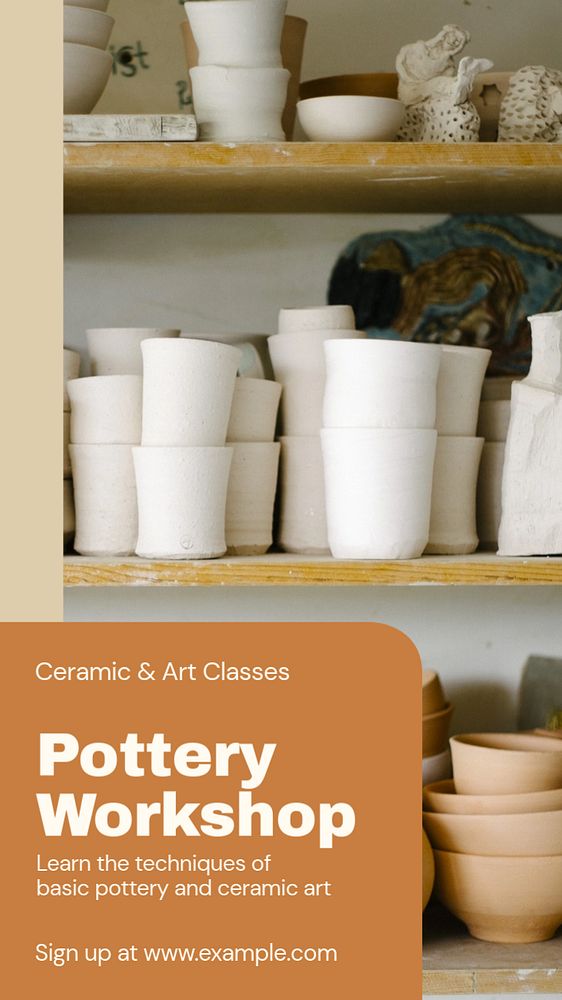 Pottery workshop  Instagram story template, editable text