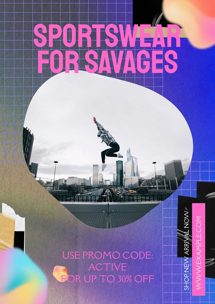 Sportswear for savages  poster template, editable text & design