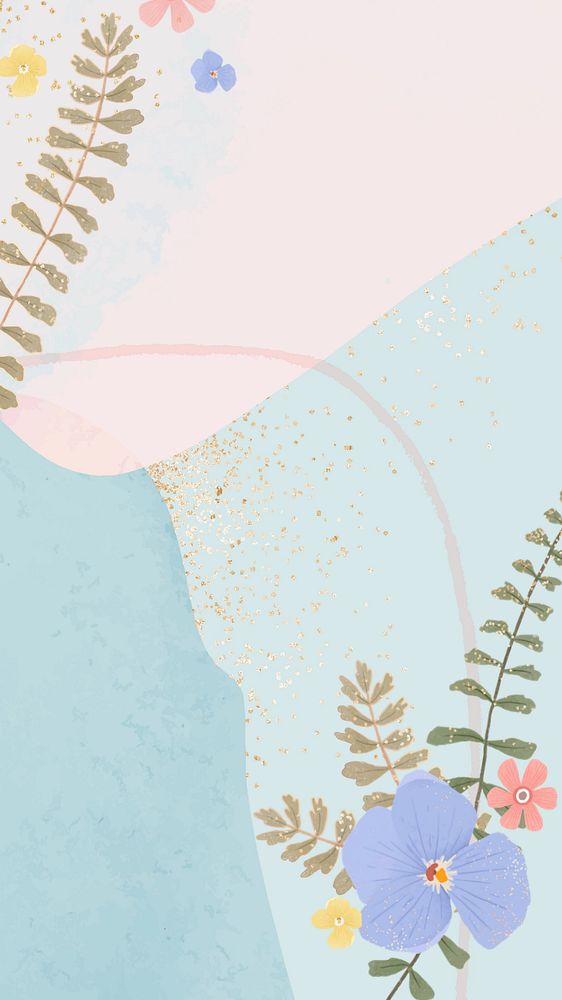 Pastel foliage iPhone wallpaper, editable design