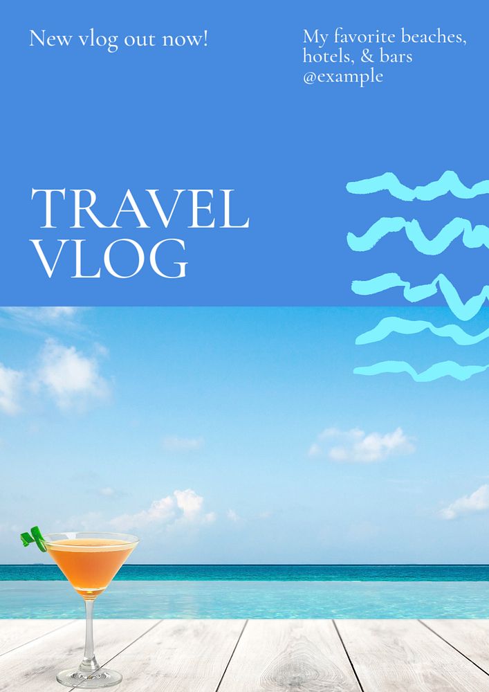 Travel vlog  poster template, editable text & design