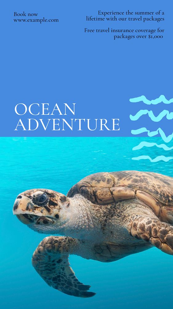 Ocean adventure  Instagram story template, editable text
