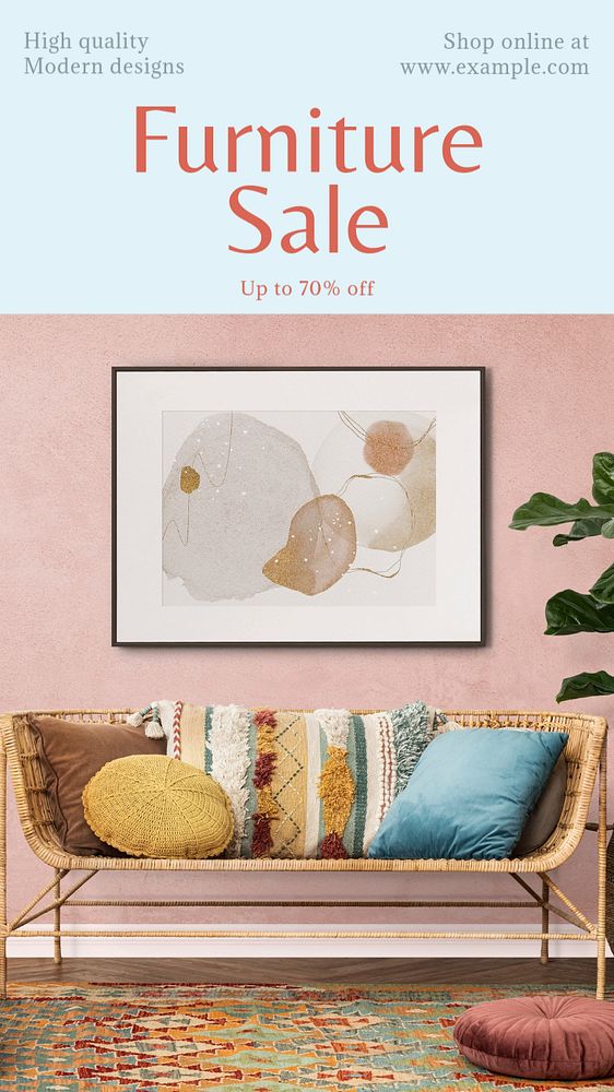 Furniture sale  Instagram story template, editable text