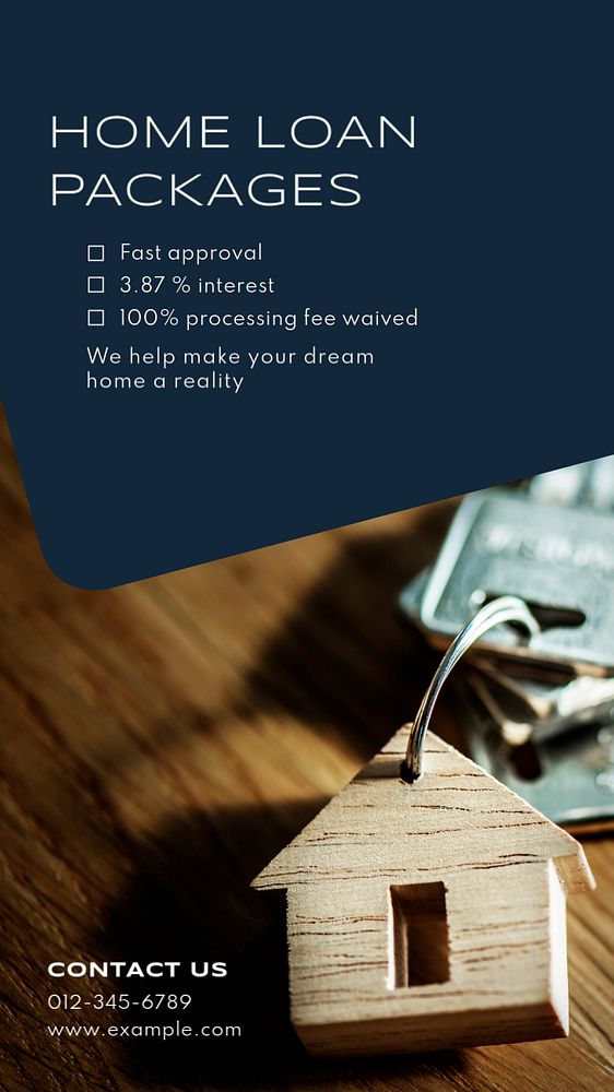 Home loan  Instagram story template, editable text