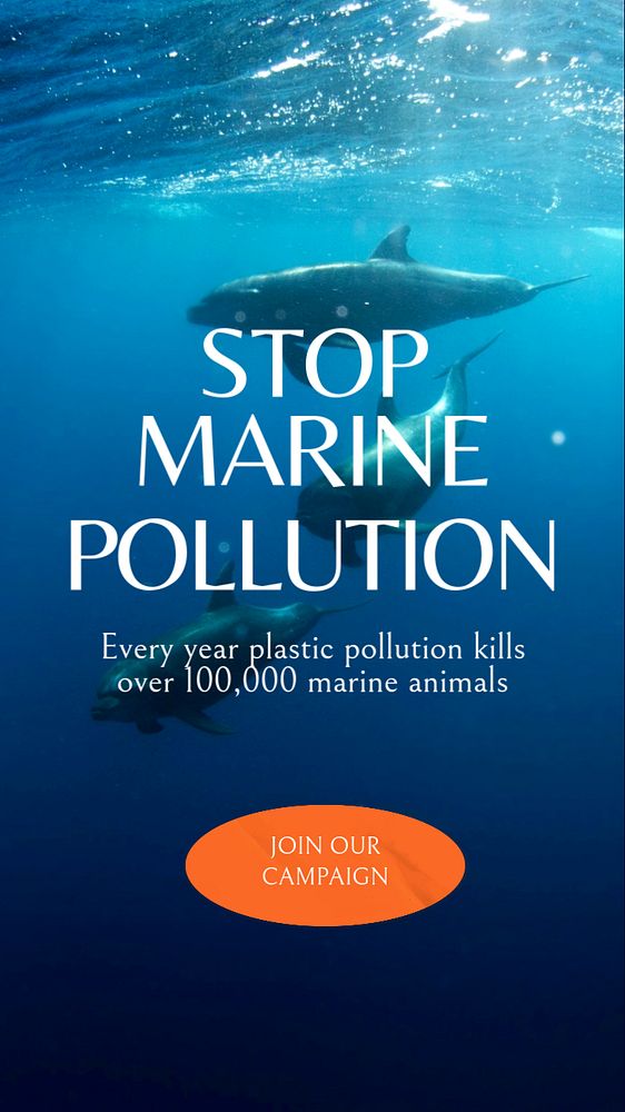 Sea & ocean pollution social story template, editable Instagram design 