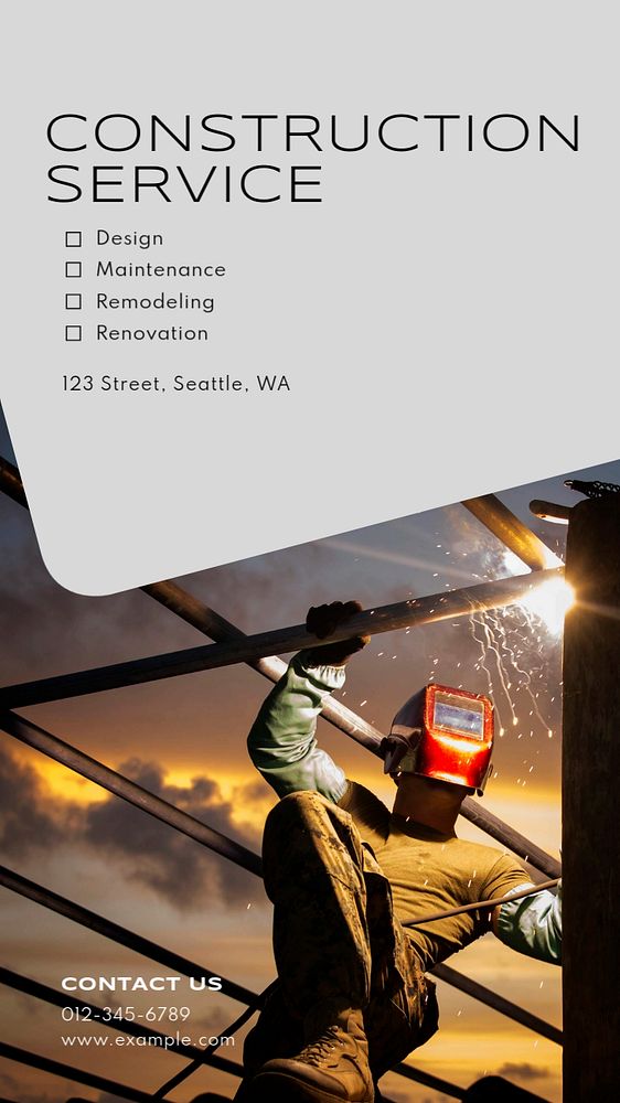 Construction service  Instagram story template, editable text