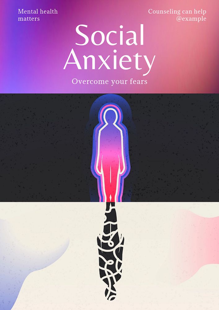 Social anxiety  poster template, editable text & design