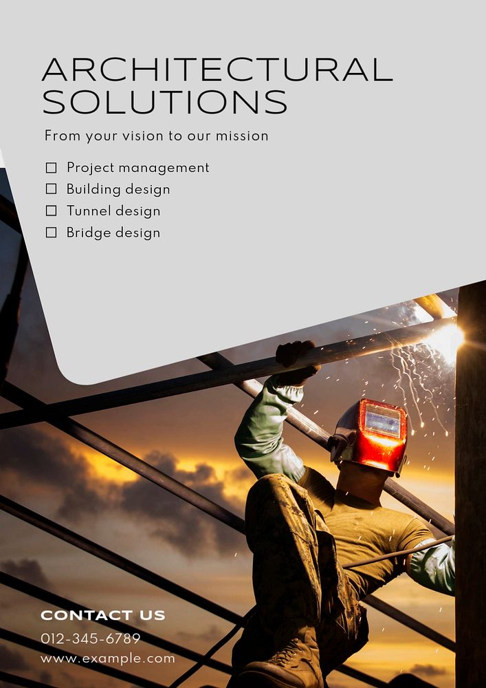 Architectural solutions  poster template, editable text & design