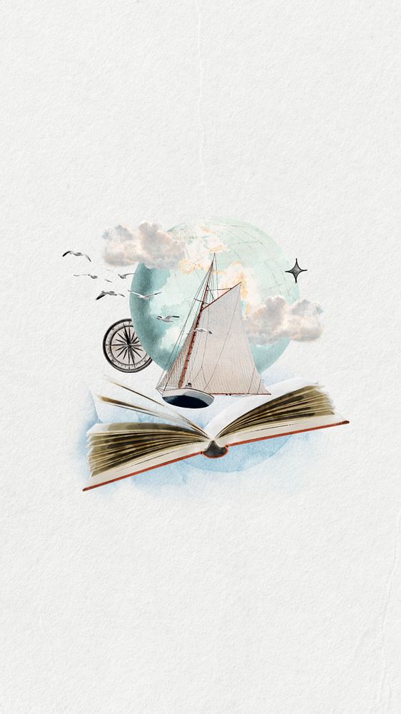 Watercolor storytelling book mobile wallpaper, editable remix design