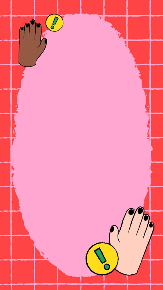 Waving hands iPhone wallpaper illustration, diversity background editable design