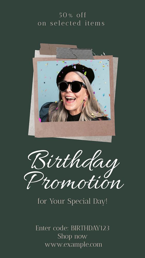 Birthday promotion Instagram story template, editable text