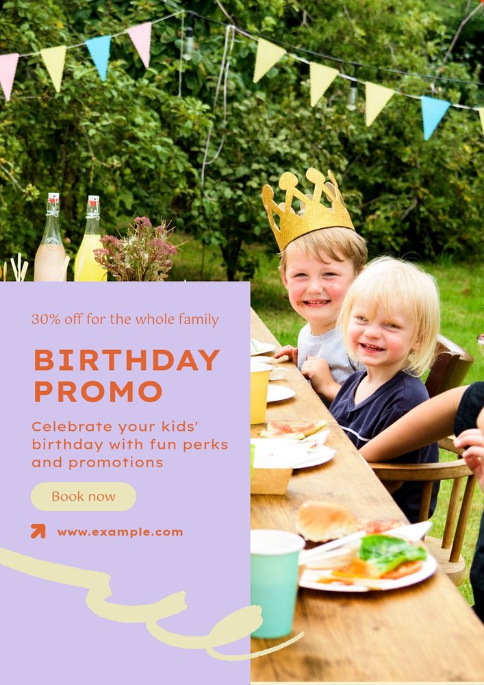 Birthday promo poster template, editable text & design