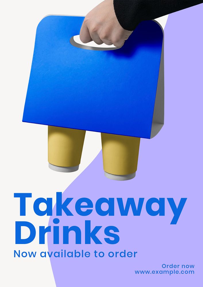 Takeaway drinks poster template, editable text & design