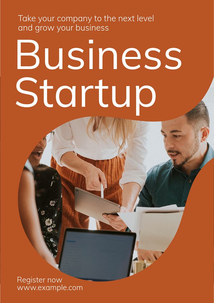 Business startup  poster template, editable text & design