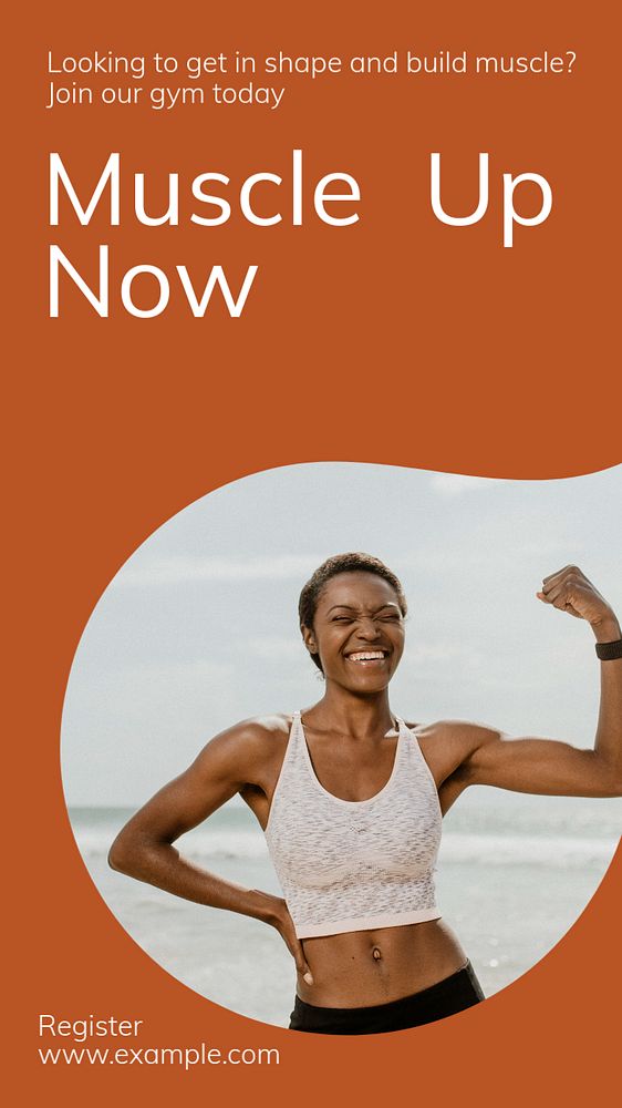 Muscle up  Instagram story template, editable text