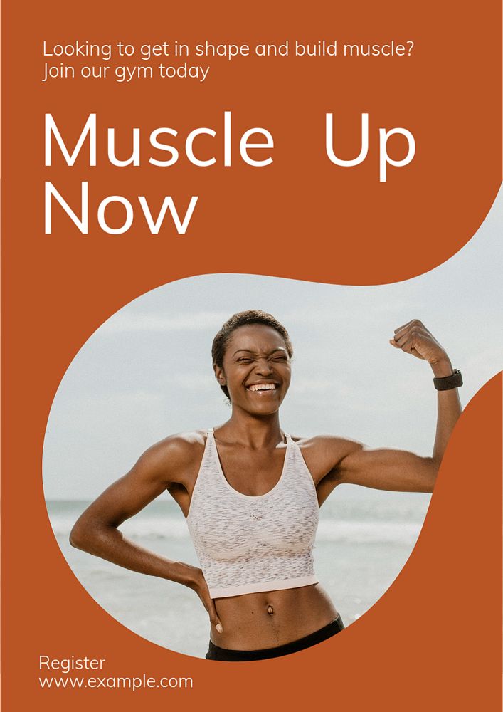 Muscle up  poster template, editable text & design