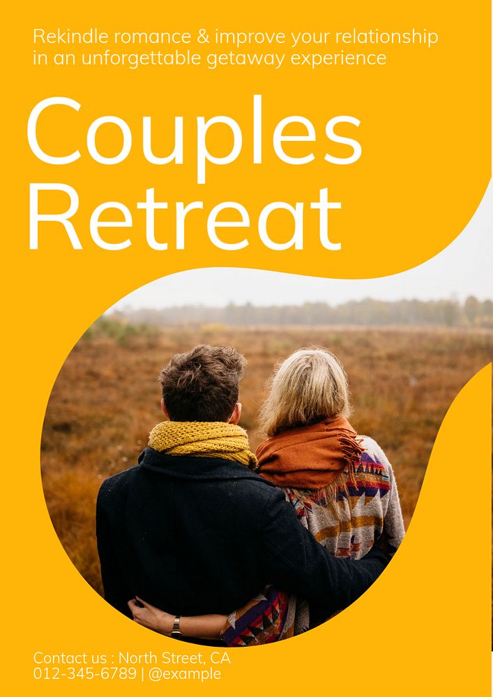 Couples retreat  poster template, editable text & design