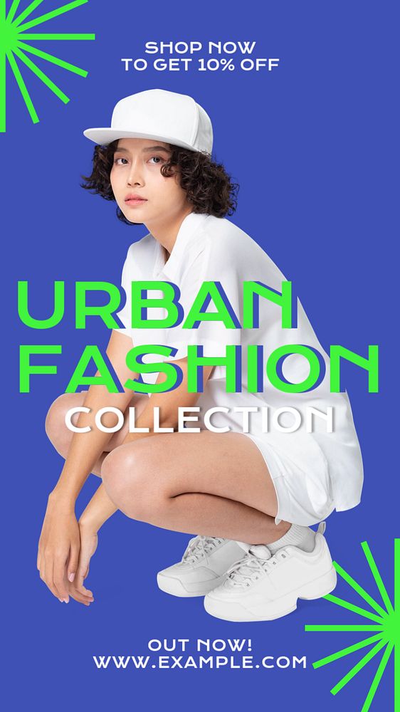 Urban fashion collection Instagram story template, editable text