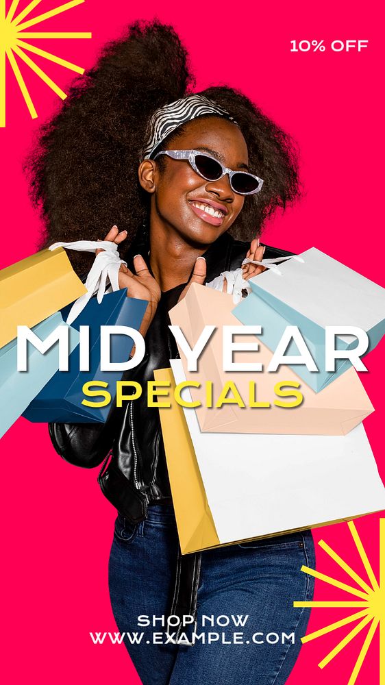 Mid year specials Instagram story template, editable text