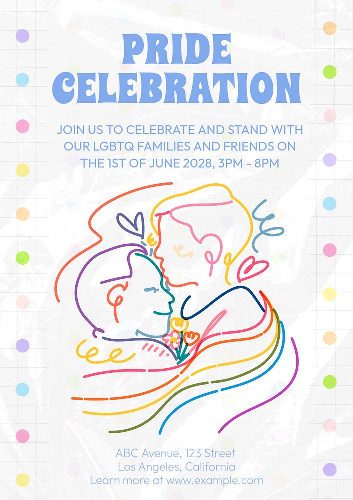 Pride month celebration poster template, editable text & design