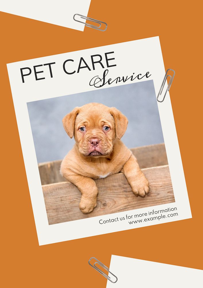 Pet care service  poster template, editable text & design