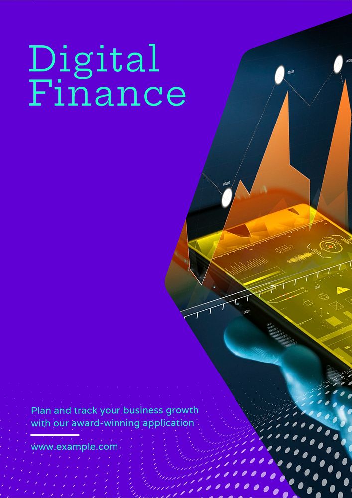 Digital finance  poster template, editable text & design