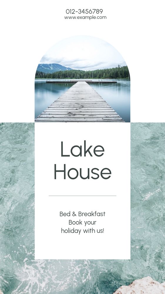 Lake house  Instagram story template, editable text