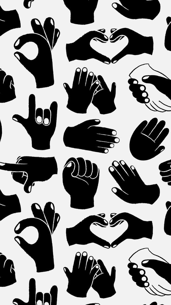 Hand gesture illustration iPhone wallpaper, editable design