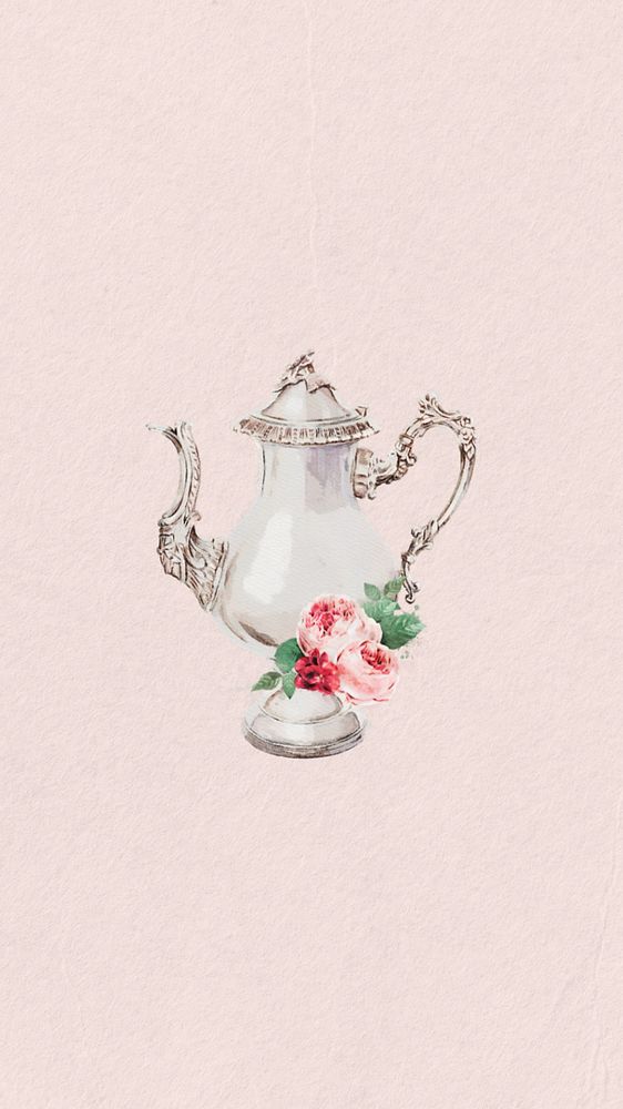 Vintage coffee pot mobile wallpaper, editable remix design