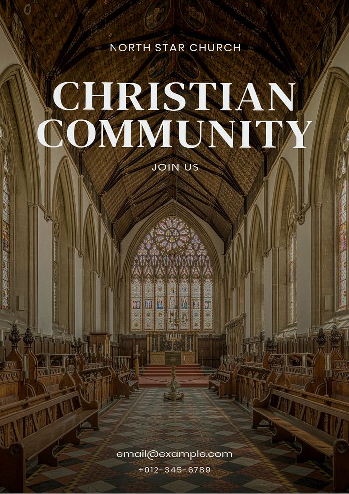 Christian community poster template, editable text & design