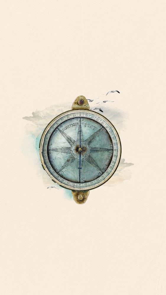 Watercolor compass mobile wallpaper, editable remix design