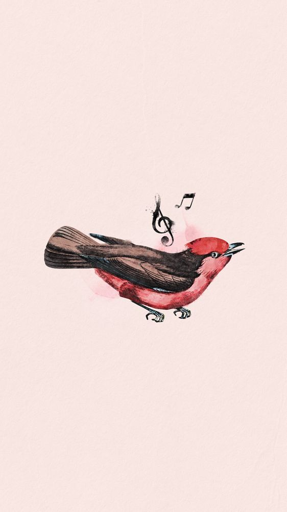 Editable watercolor bird mobile wallpaper, remix design
