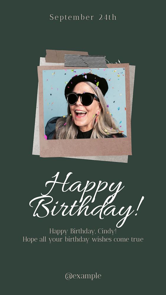 Happy birthday Instagram story template, editable text