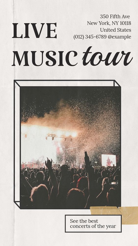 Music tour  Instagram story template, editable text