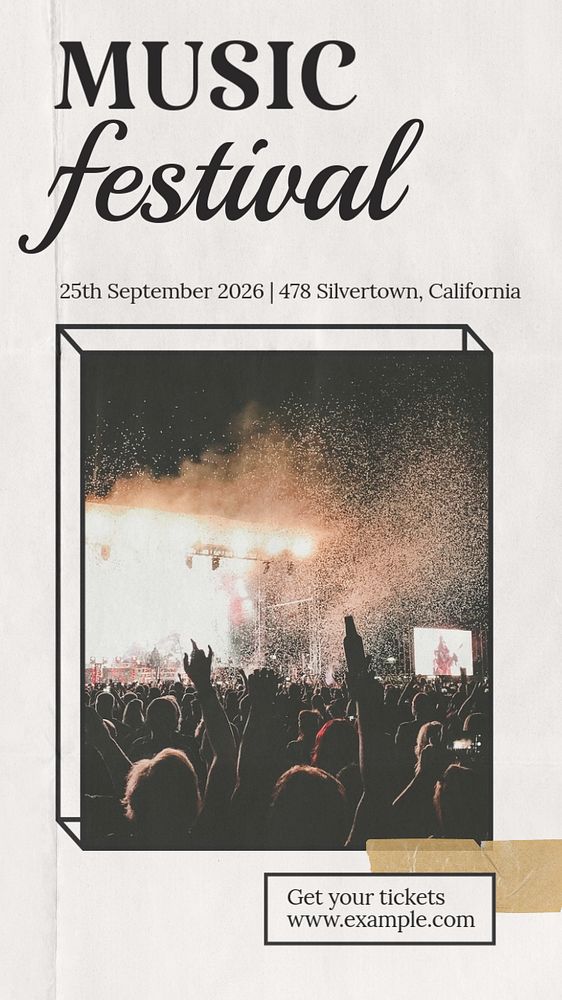 Music festival  Instagram story template, editable text