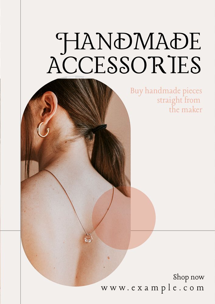 Handmade accessories poster template, editable text & design