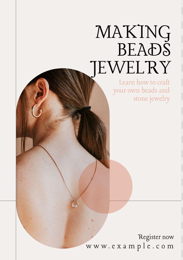 Making beads jewelry  poster template, editable text & design