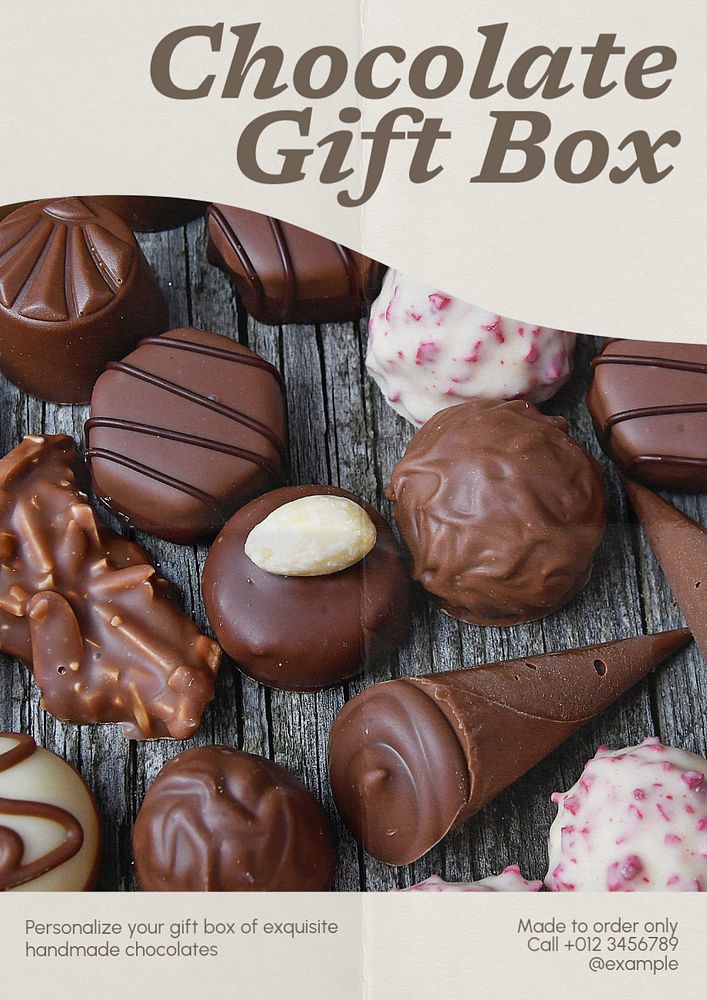 Chocolate gift box  poster template, editable text & design
