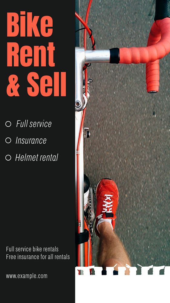 Bike rent & sell  Instagram story template, editable text