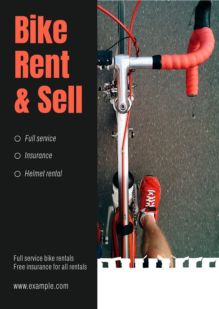 Bike rent & sell  poster template, editable text & design