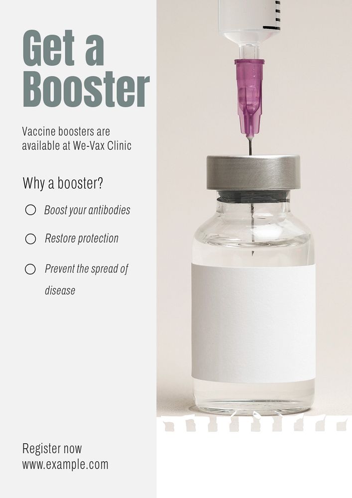 Get a booster  poster template, editable text & design