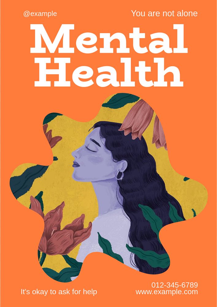 Mental health  poster template, editable text & design