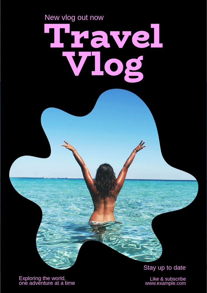 Travel vlog  poster template, editable text & design