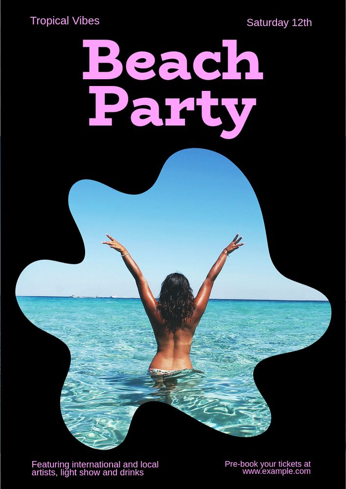 Beach party  poster template, editable text & design