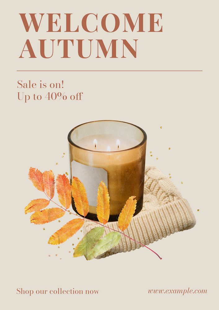 Autumn sale poster template, editable text & design