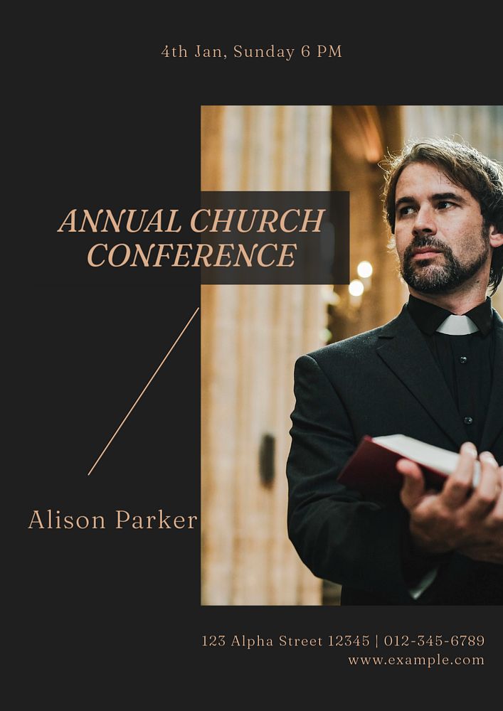 Annual church conference poster template, editable text & design